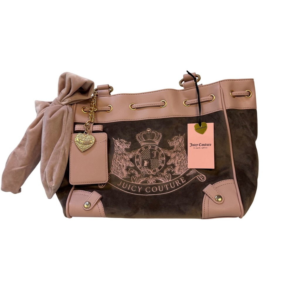 NWT Juicy Couture Classic Scottie Dogs Tote in Iced Coffee/Dusty